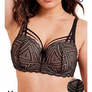 Adore Me Black and Tan Lace Bra